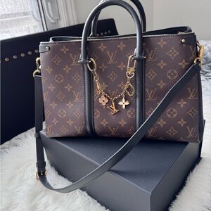 Louis Vuitton Brown and Black Tote with Monogram Pattern